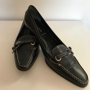 Prada kitten-heel pumps, black leather